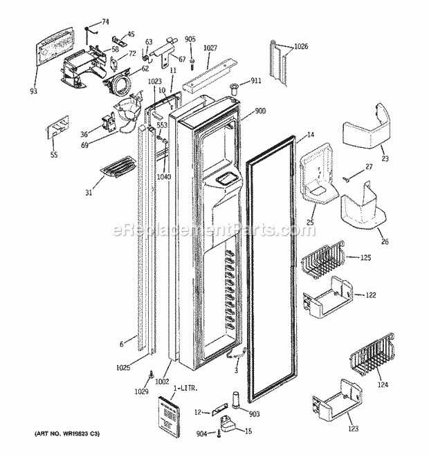 GE PSH23PSSDSV Refrigerator Freezer Door Diagram