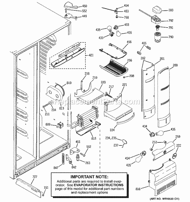 GE PSH23PSSDSV Refrigerator Fresh Food Section Diagram