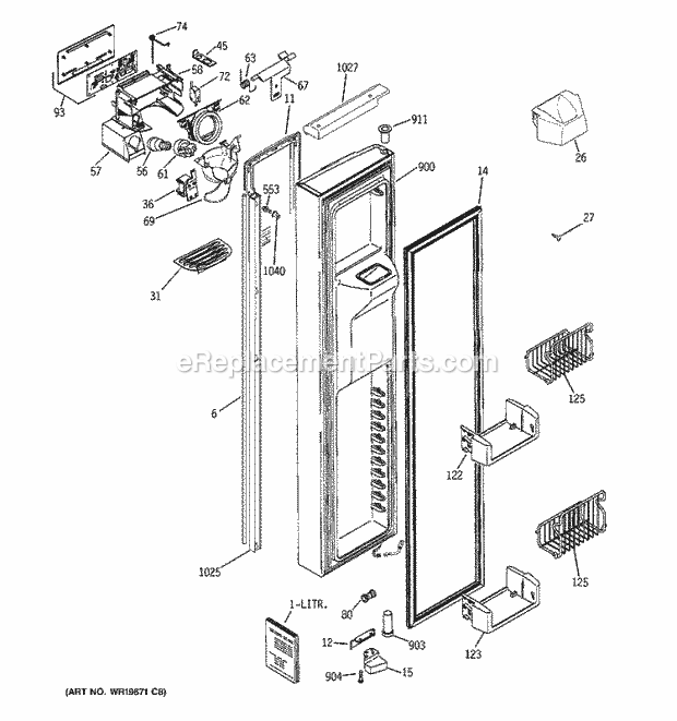 GE PSH25MSTBSV Refrigerator Freezer Door Diagram