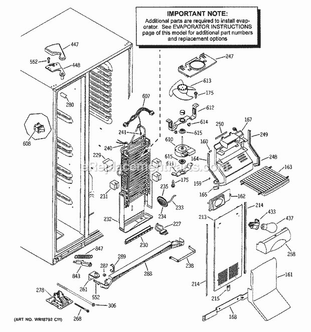 GE PSI23MCMACC Refrigerator Freezer Section Diagram