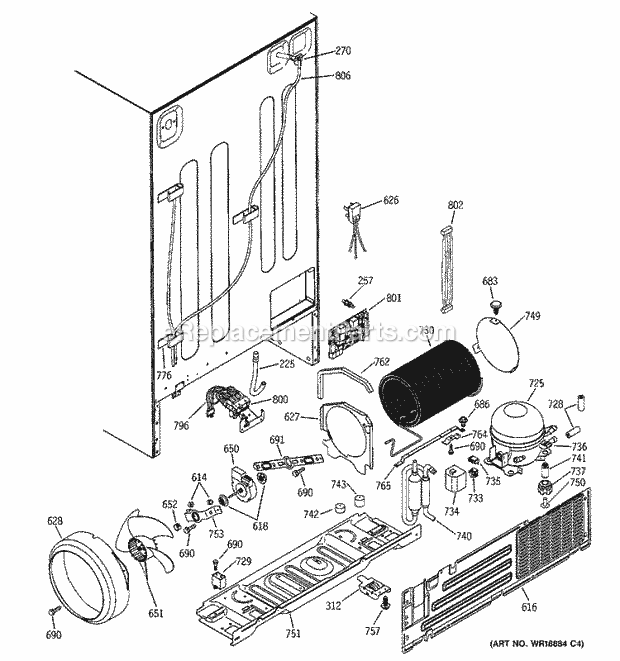 GE PSI23MCMACC Refrigerator Unit Parts Diagram