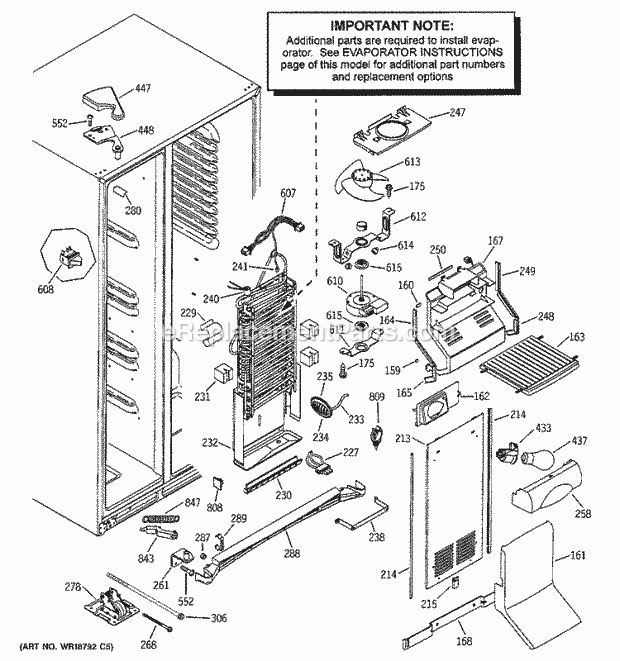 GE PSI23MGMACC Refrigerator Freezer Section Diagram