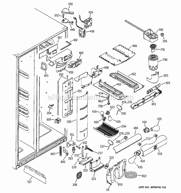 GE PSI23MGMACC Refrigerator Fresh Food Section Diagram