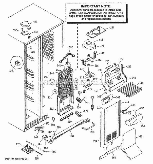 GE PSI23MGMBBB Refrigerator Freezer Section Diagram
