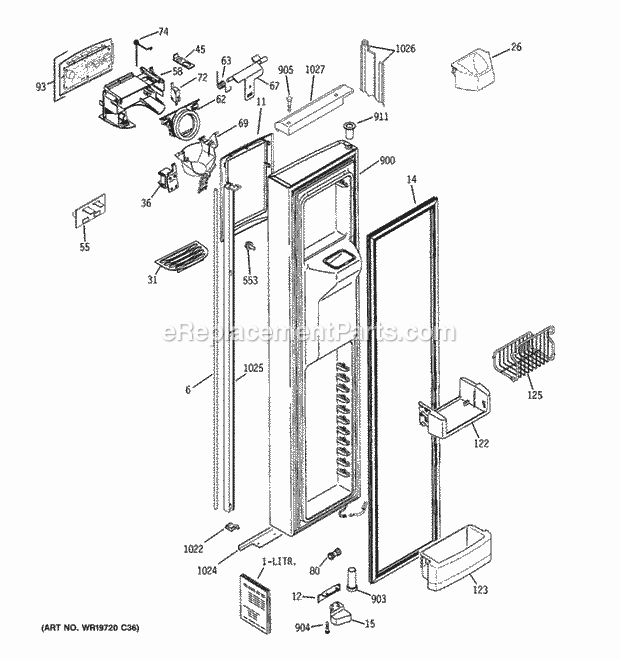 GE PSI23MGWABV Refrigerator W Series Freezer Door Diagram