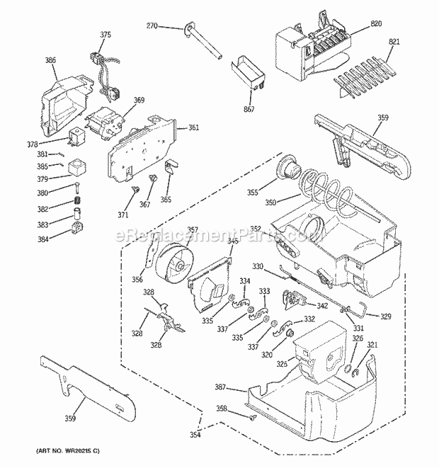 GE PSI23MGWDCV Refrigerator W Series Ice Maker & Dispenser Diagram