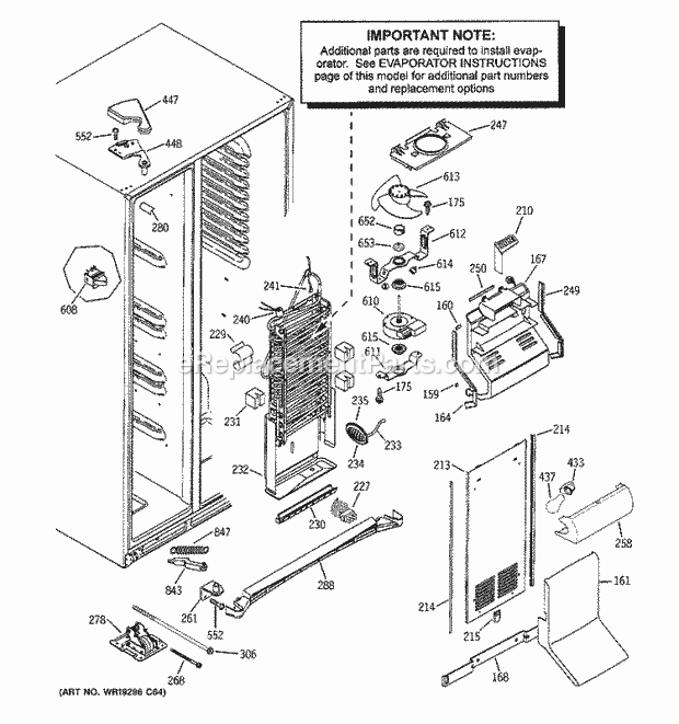 GE PSI23NCRDBV Refrigerator Freezer Section Diagram