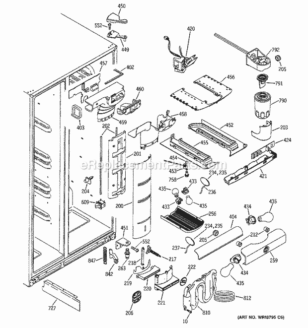 GE PSI23NGMCCC Refrigerator Fresh Food Section Diagram