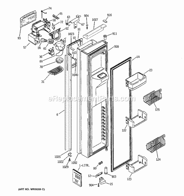 GE PSI23SGNAFBS Refrigerator Freezer Door Diagram