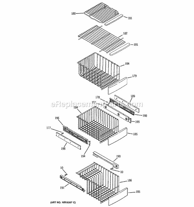 GE PSK27NHSBCWW Refrigerator Freezer Shelves Diagram