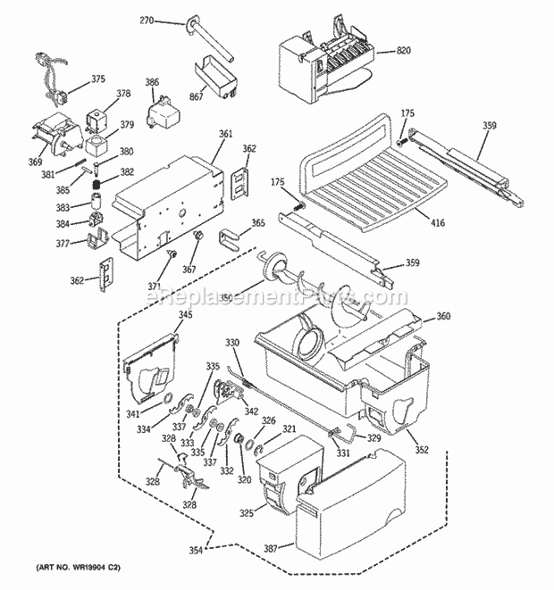 GE PSK27NHSBCWW Refrigerator Ice Maker & Dispenser Diagram