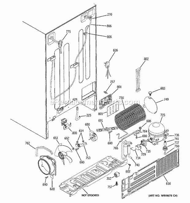 GE PSK27NHSCCWW Refrigerator Sealed System & Mother Board Diagram