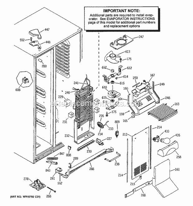 GE PSK29NHMACCC Refrigerator Freezer Section Diagram