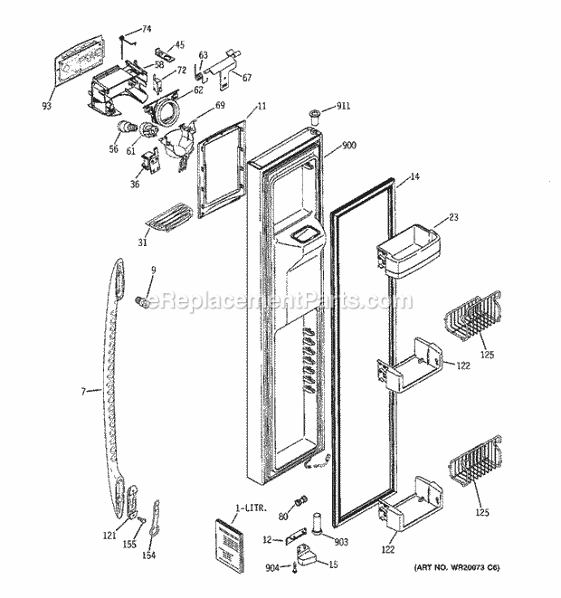 GE PSK29NHSECWW Refrigerator S Series Freezer Door Diagram