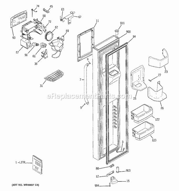 GE PSR26LSRESS Refrigerator Freezer Door Diagram