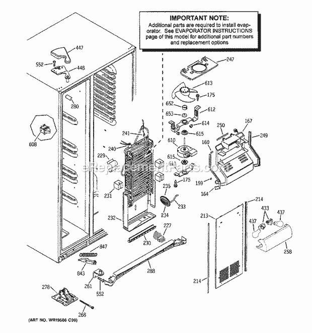 GE PSR26LSRESS Refrigerator Freezer Section Diagram