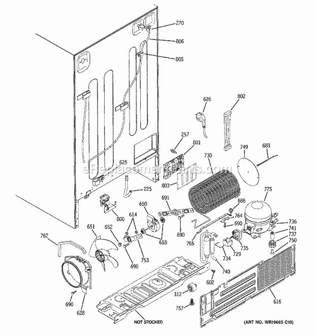 GE PSS23LGSAWW Refrigerator Sealed System & Mother Board Diagram