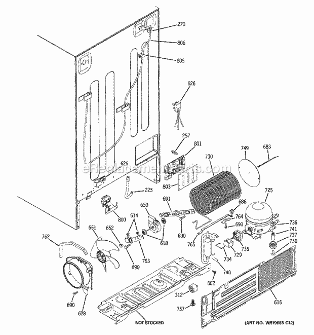 GE PSS23MSTESS Refrigerator Sealed System & Mother Board Diagram