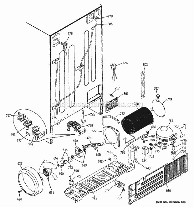 GE PSS25NGMACC Refrigerator Unit Parts Diagram