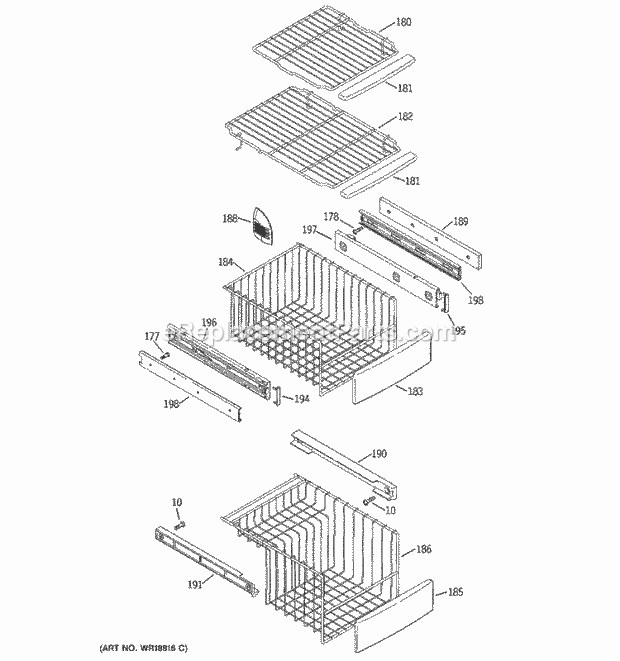 GE PSS25NGMACC Refrigerator Freezer Shelves Diagram