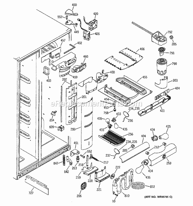 GE PSS25NGMBCC Refrigerator Fresh Food Section Diagram