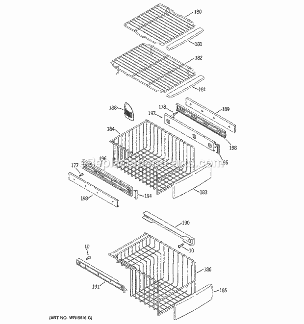 GE PSS25NGMDBB Refrigerator Freezer Shelves Diagram