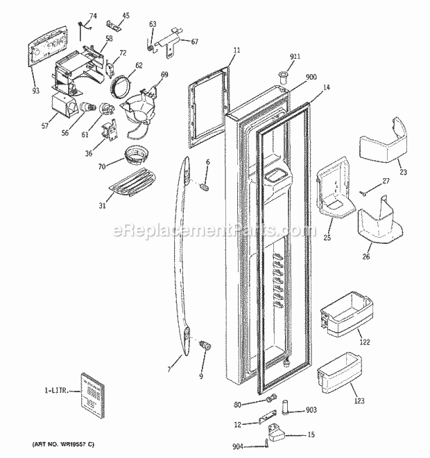 GE PSS26LSRBSS Refrigerator Freezer Door Diagram