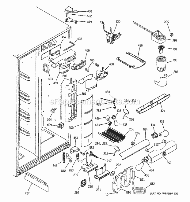 GE PSS26MGPACC Refrigerator Fresh Food Section Diagram