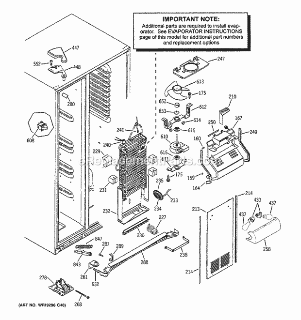 GE PSS26MGPBBB Refrigerator Freezer Section Diagram
