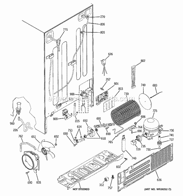 GE PSS26PSTBSS Refrigerator Sealed System & Mother Board Diagram