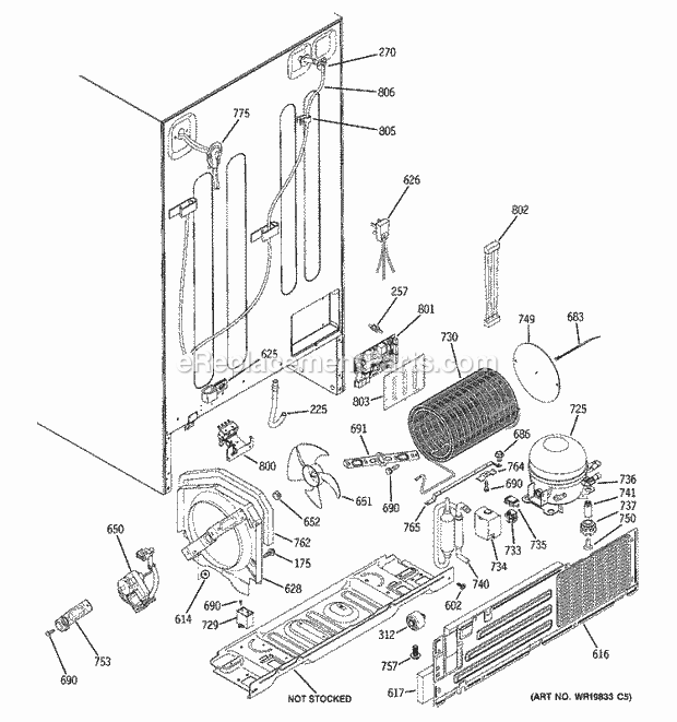 GE PSS26SGRDSS Refrigerator Sealed System & Mother Board Diagram