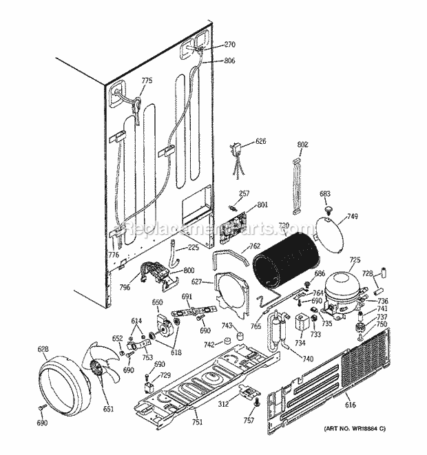 GE PSS29MGMBCC Refrigerator Unit Parts Diagram
