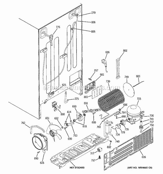 GE PSS29NGSAWW Refrigerator Sealed System & Mother Board Diagram