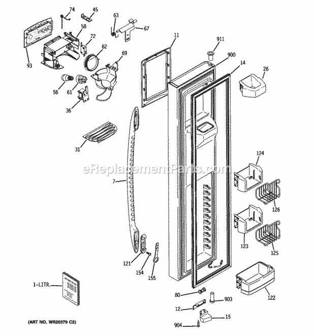 GE PSSF3RGXABB Freezer Door Diagram