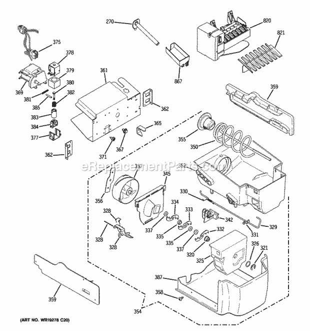 GE PSSF3RGXABB Ice Maker & Dispenser Diagram