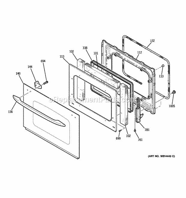 GE PT900DR1BB Door Diagram