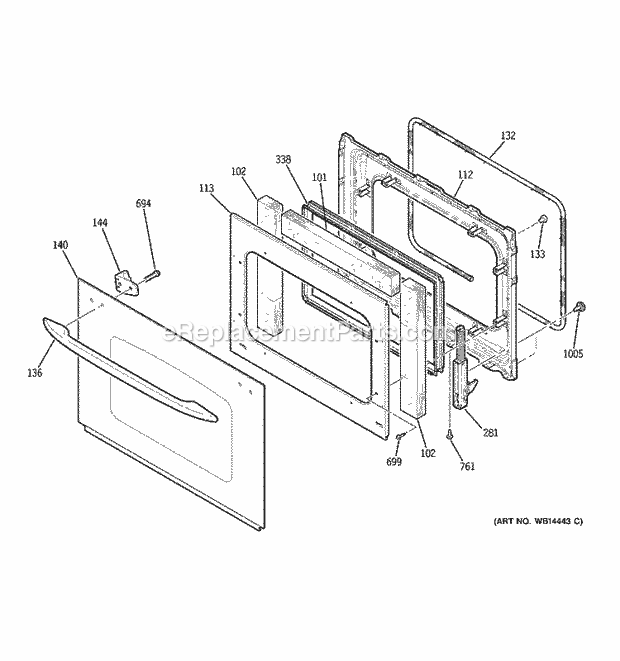 GE PT916BM1BB Electric Oven Door Diagram