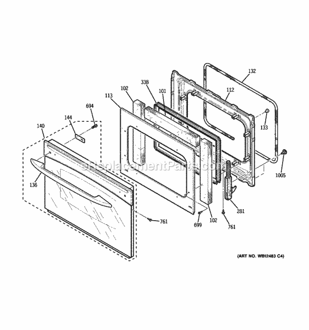 GE PT956CM2CC Door Diagram