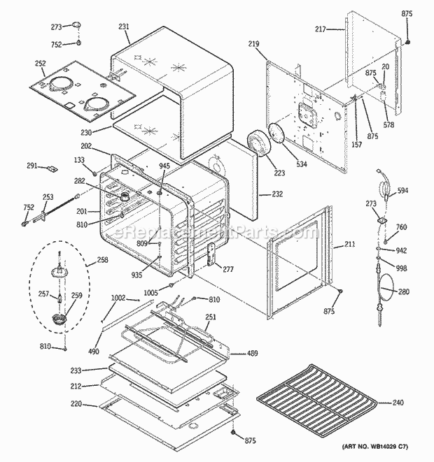 GE PT960DR2BB Upper Oven Diagram