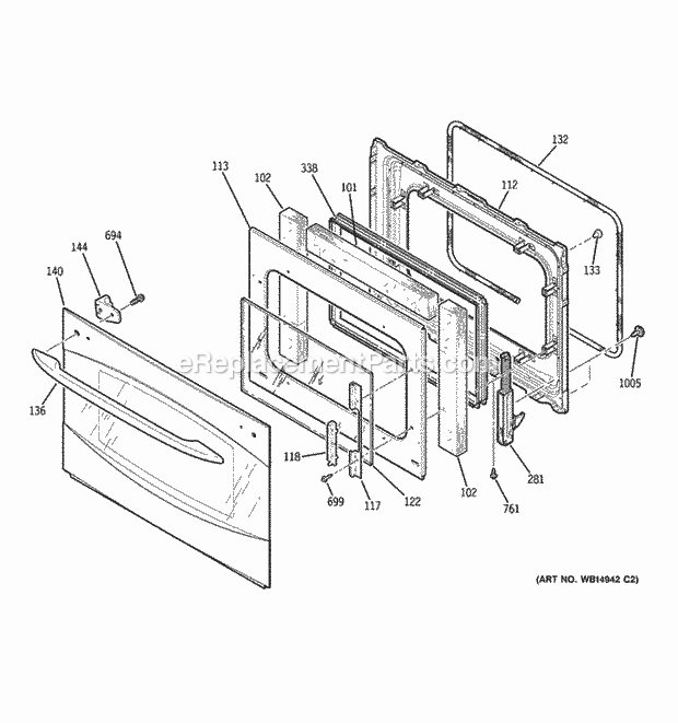 GE PT960SR2SS Door Diagram