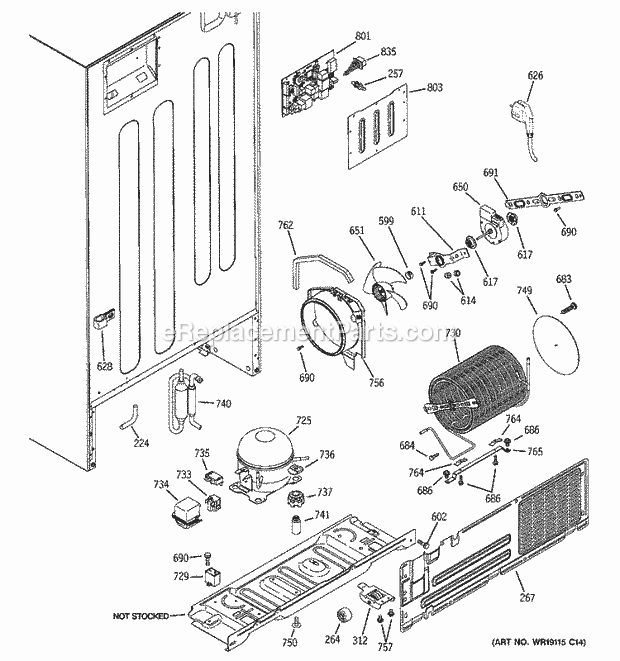 GE PTE25LBTARWW Refrigerator Sealed System & Mother Board Diagram