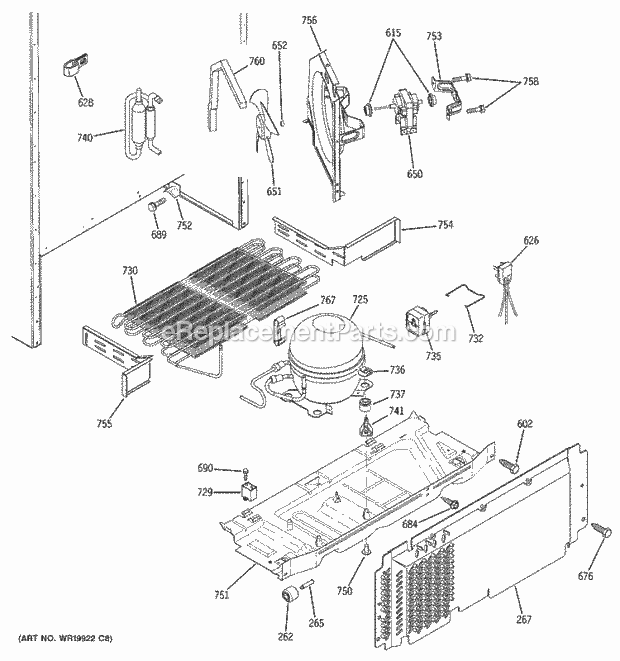 GE PTS18SBSJRSS Refrigerator Unit Parts Diagram