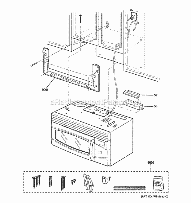 GE PVM1790SR1SS Installation Parts Diagram