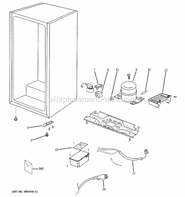 GE PWR04FANABB Refrigerator Unit Parts Diagram