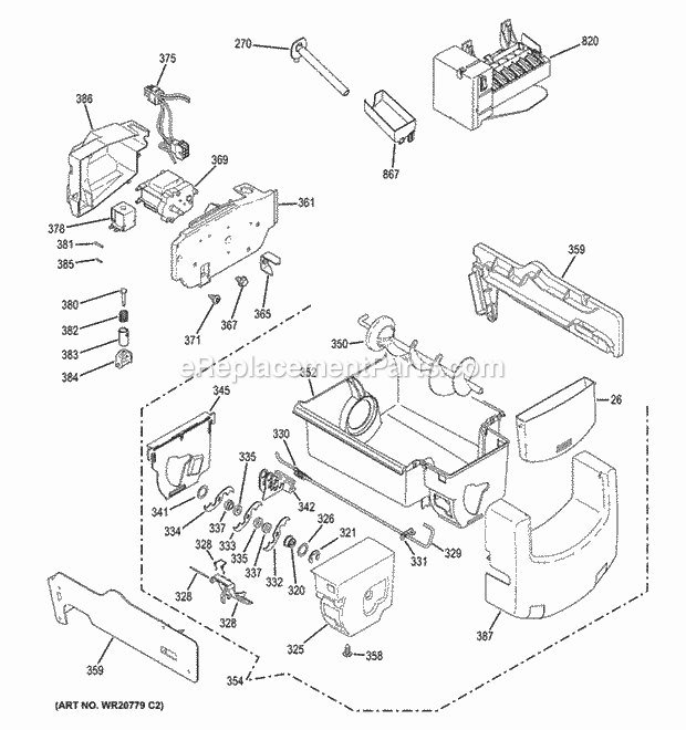GE PZS25KSEBFSS Ice Maker & Dispenser Diagram
