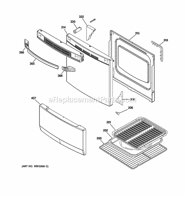 GE RA720K3WH Door & Drawer Parts Diagram