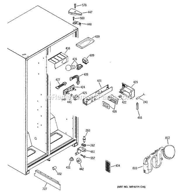 GE RSG20IDMBFWH Refrigerator Fresh Food Section Diagram