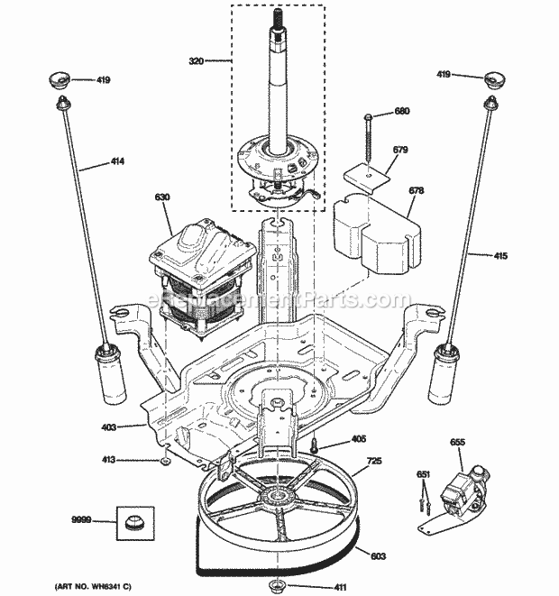 GE S3700G6WW Suspension, Pump & Drive Components Diagram
