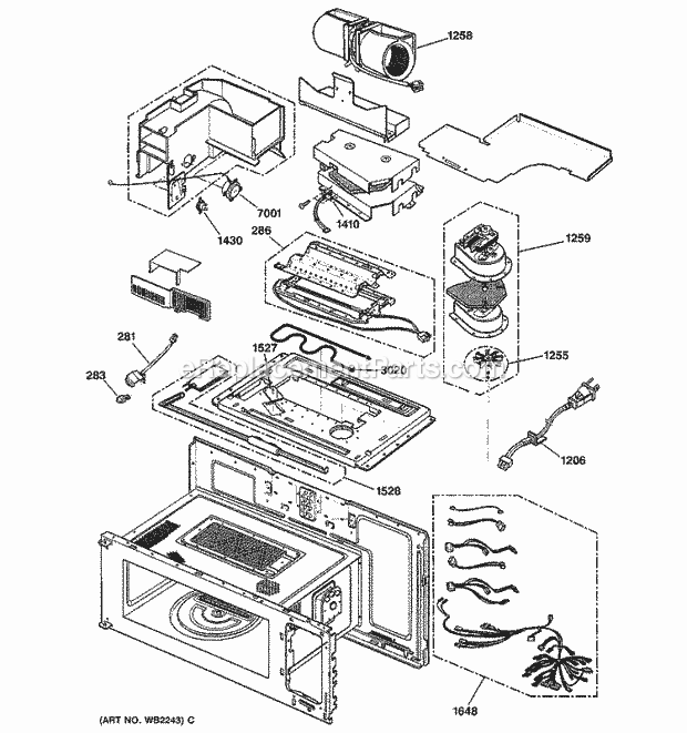 GE SCA1000DBB03 Counter Top Microwave Interior Parts (2) Diagram