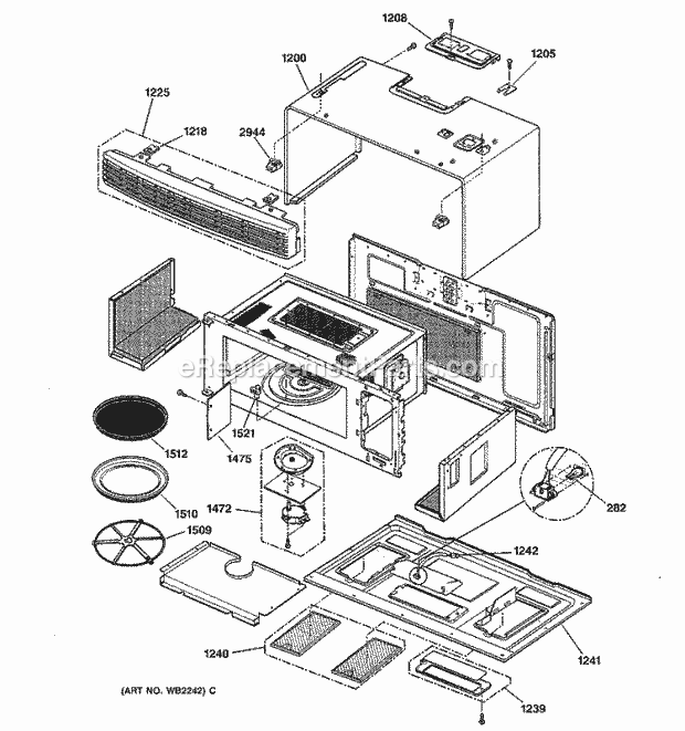 GE SCA1000DBB03 Counter Top Microwave Oven Cavity Parts Diagram